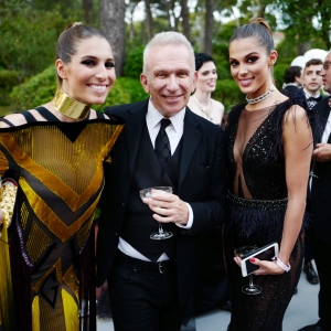 Laury Thilleman,Jean-Paul Gaultier and Iris Mittenaere, the amfAR Gala Cannes 2017