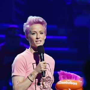 Megan Rapinoe accepts the Generation Change award onstage during Nickelodeon Kids' Choice Sports